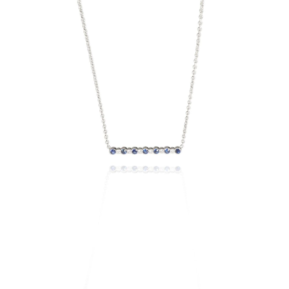 14K White Gold My Story Diamond & Sapphire Pendant, .08 Ctw.